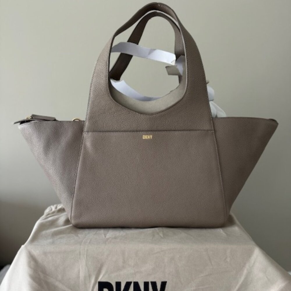 NWT DKNY Large Effortless Tote Bag Flint Gray (Beige) Color - Picture 2 of 9
